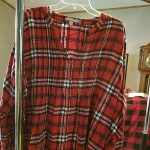 Woman Within 3x Red Plaid Blouse
